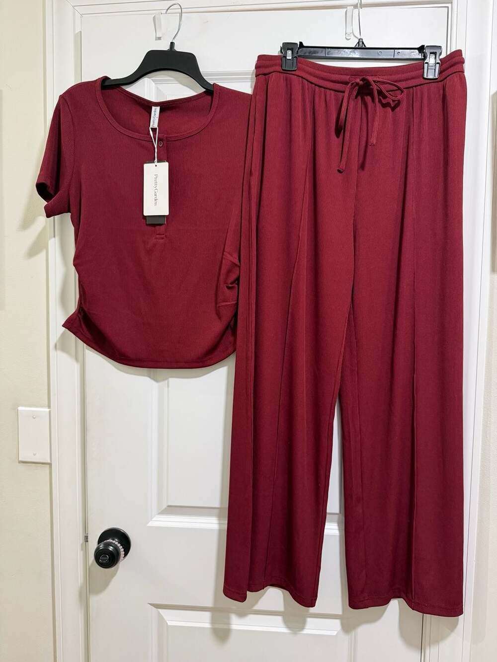 PRETTYGARDEN Women's Ribbed Knit Two Piece set large